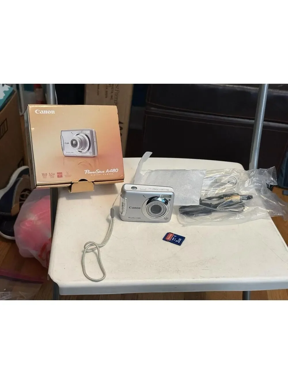 Canon PowerShot A480 Silver Digital Camera Compact with Accessories, Working